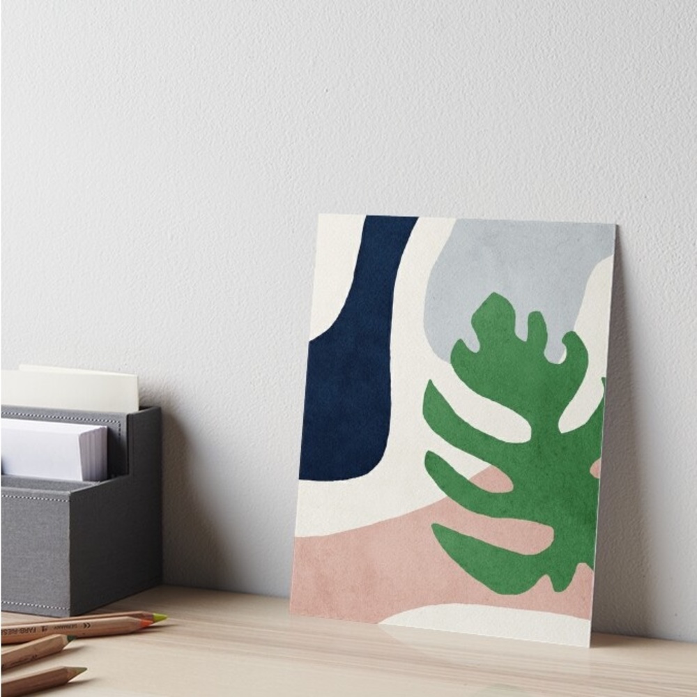 Red Bubble Abstract plant mid century modern wall art